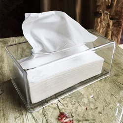 New Clear Acrylic Tissue Box Holder Tissue Dispenser Napkin Holder Car Home Office Desktop Tissue Storage Box Organizer