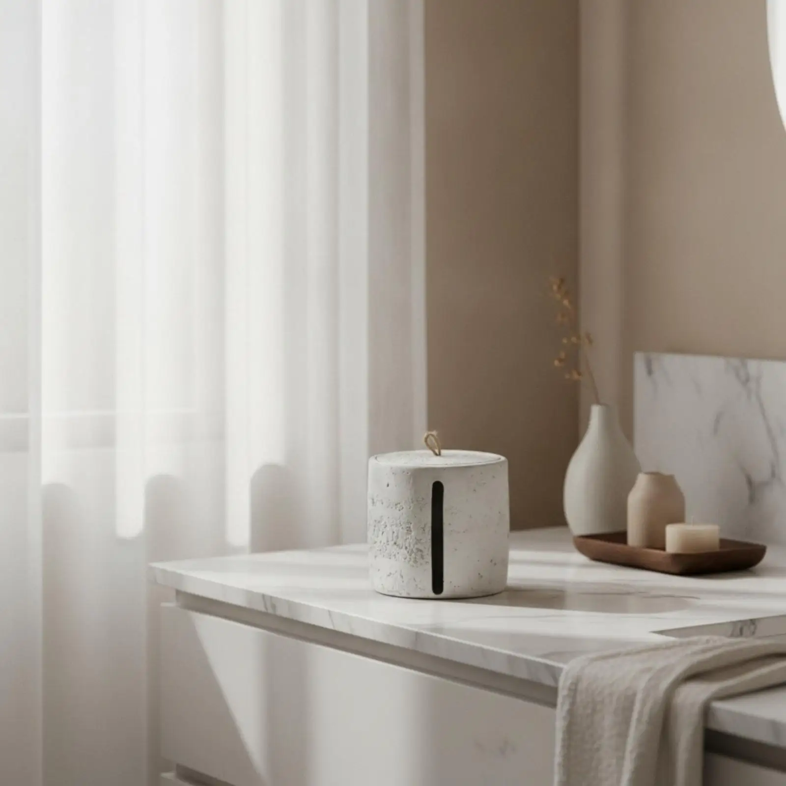 Sandstone-Textured Toilet Tissue Holder with Rope Handle Matte Toilet Tissue