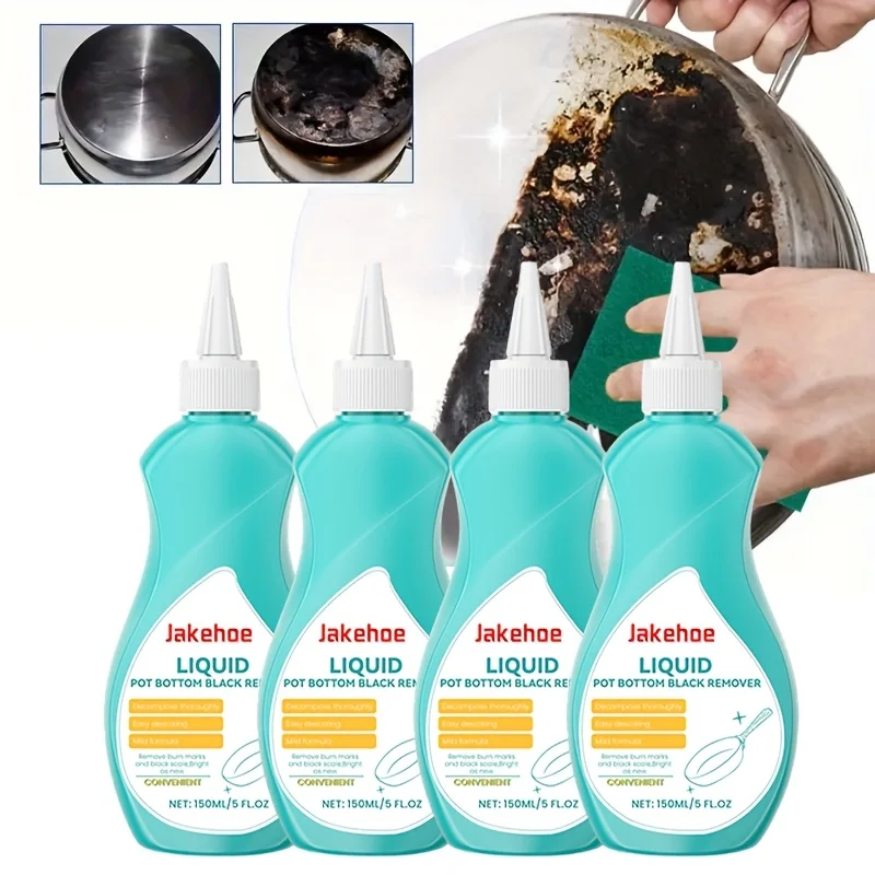 

4pcs Gel Cleaner for Pot Bottom, Oil Stain and Rust Remover for Kitchen Stove and Cooker, Heavy-duty Degreasing Gel with Scrubbi