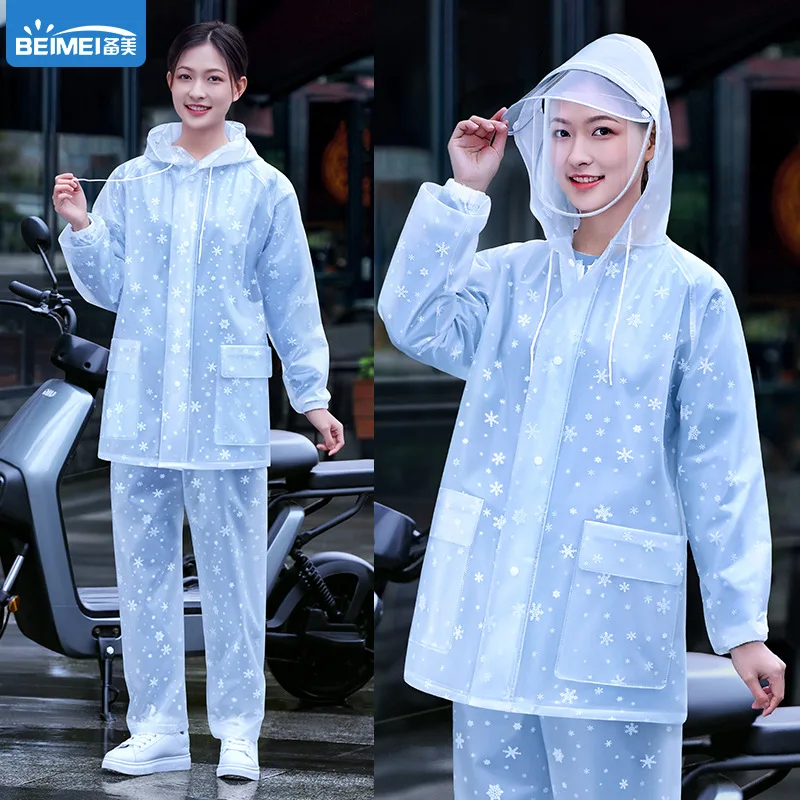 Raincoat Rain Pants Set Women's Thickening Adult Long Rainproof Waterproof Electric Vehicle Riding Motorcycle Split Raincoat