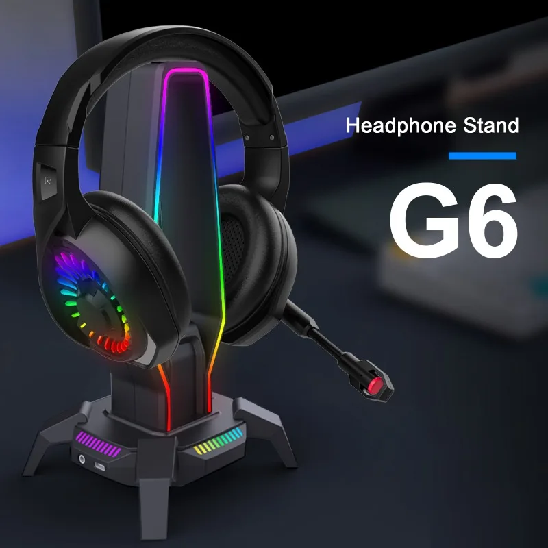 

Подставка для наушников в стиле Mecha с RGB-подсветкой, двумя USB-портами, держатель для игровой гарнитуры для геймеров