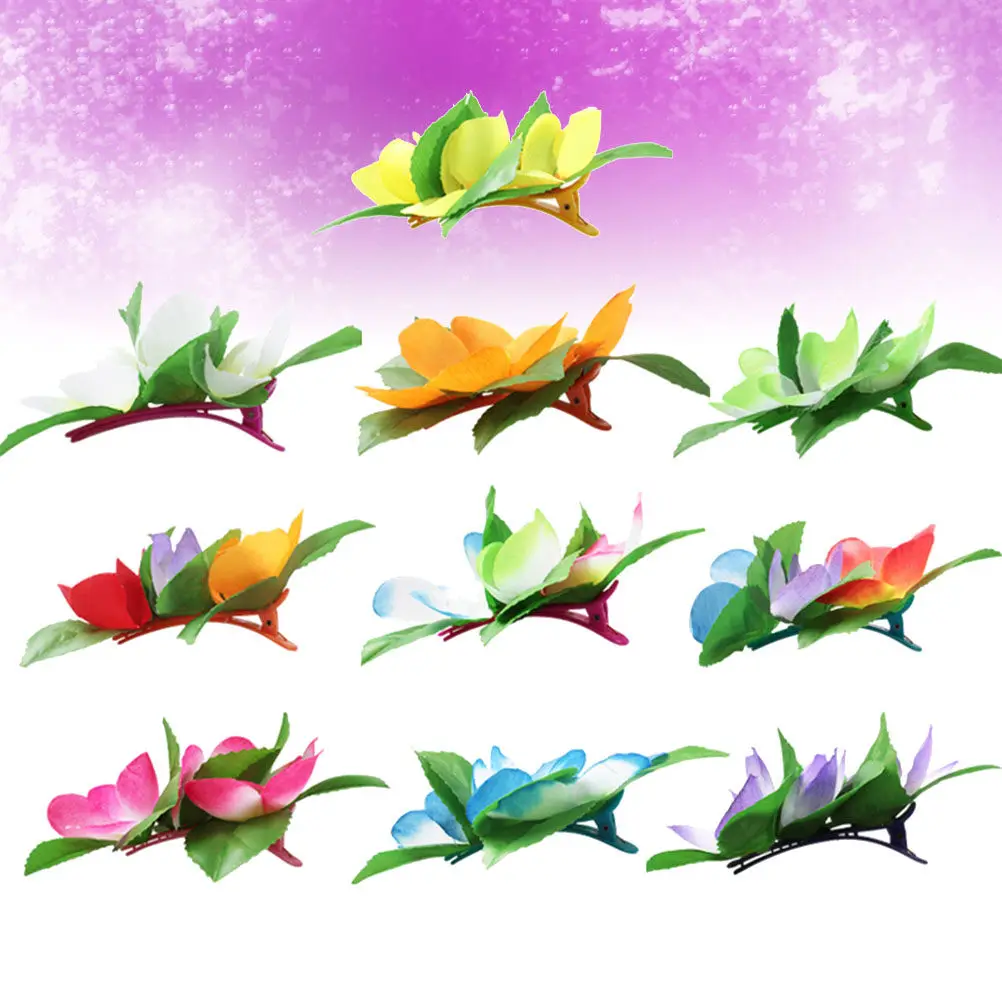 

10Pcs Floral Flower Hair Clips Hawaiian Hairpin Colorful Headdress Birthday Party Festival Beach Accessories Flower Hair Clips