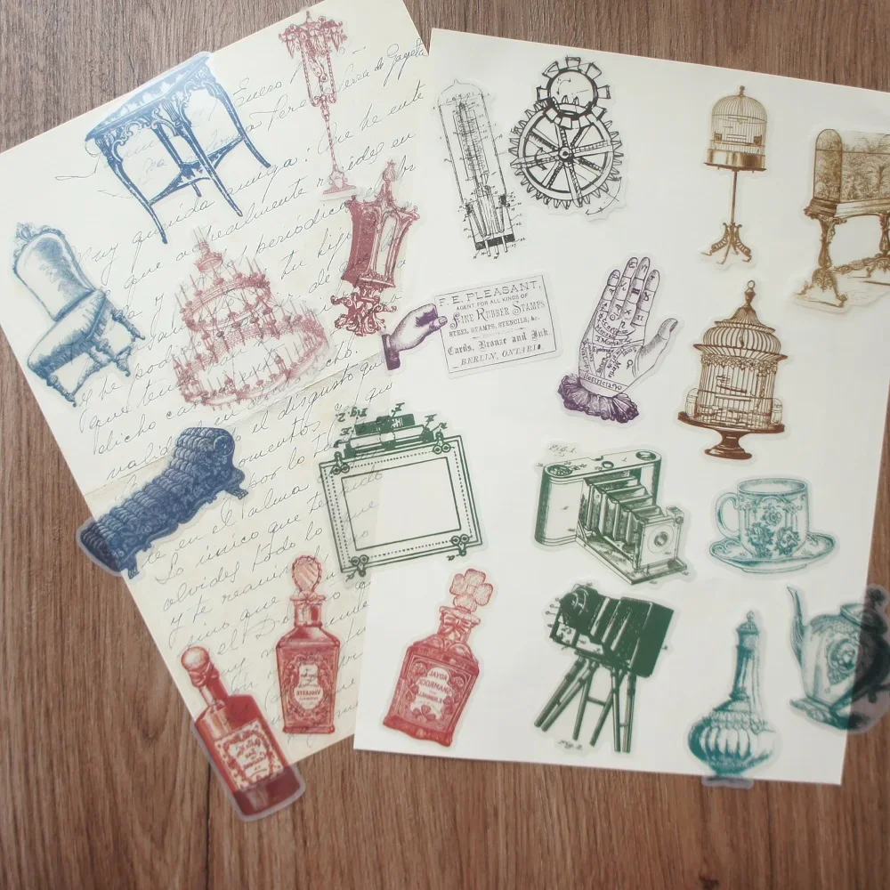 28pcs Hand Draw 19th Century Antique Furniture Style Paper Sticker Scrapbooking DIY Gift Packing Decoration Tag