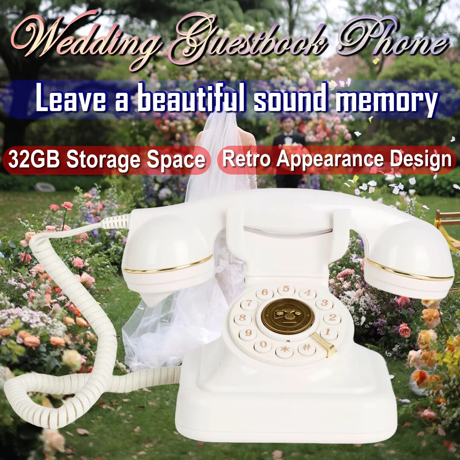 Factory wholesale Voice message book Wedding guestbook audio phone Guest audio blessing sign-in book voice message mailbox phone