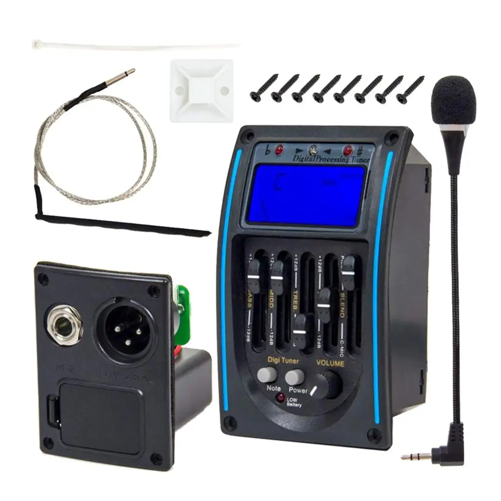 Equalizer 5 Band Piezo Pickup Active Preamp Tuner LCD Display Acoustic Guitar Soundhole Pickup for Guitar Accessories view 2