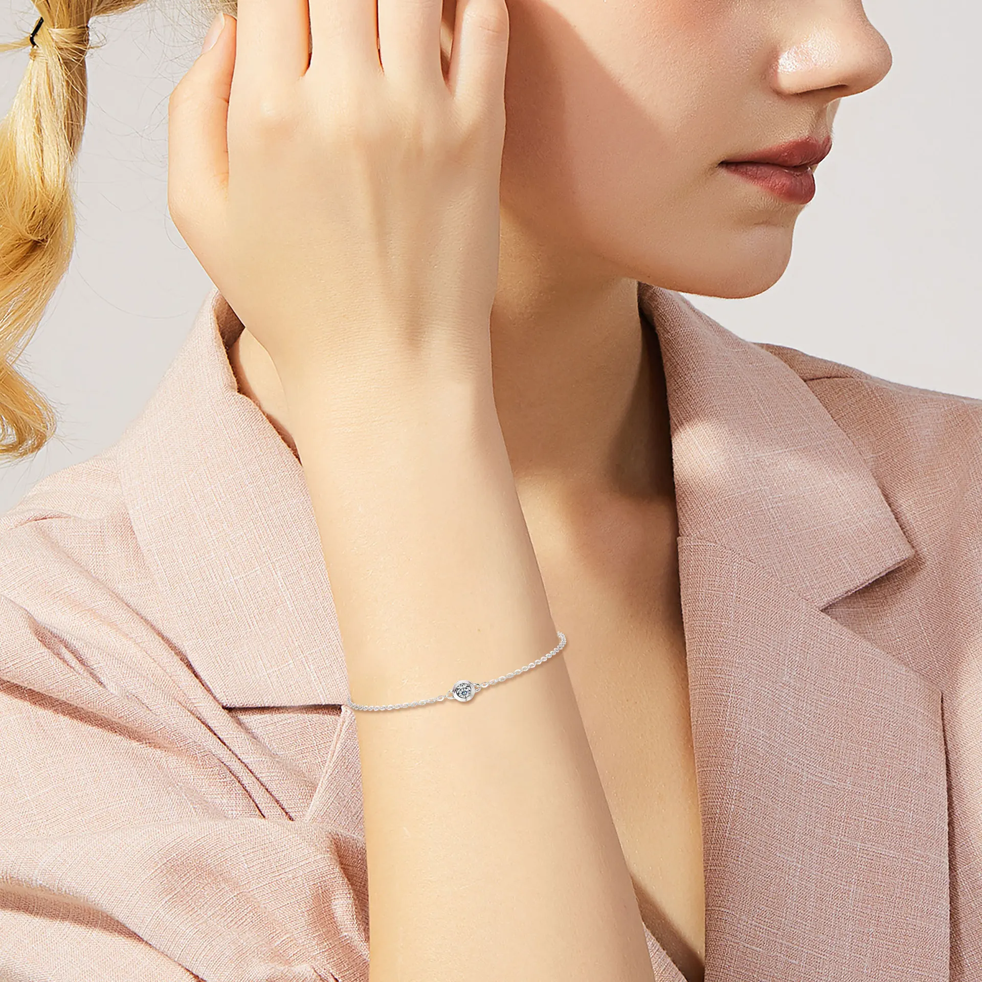 Women‘s Moissanite Bracelet Wedding Jewelry Gift Original S925 Silver Elegant Flower Moissanite Diamond Bracelet for Women