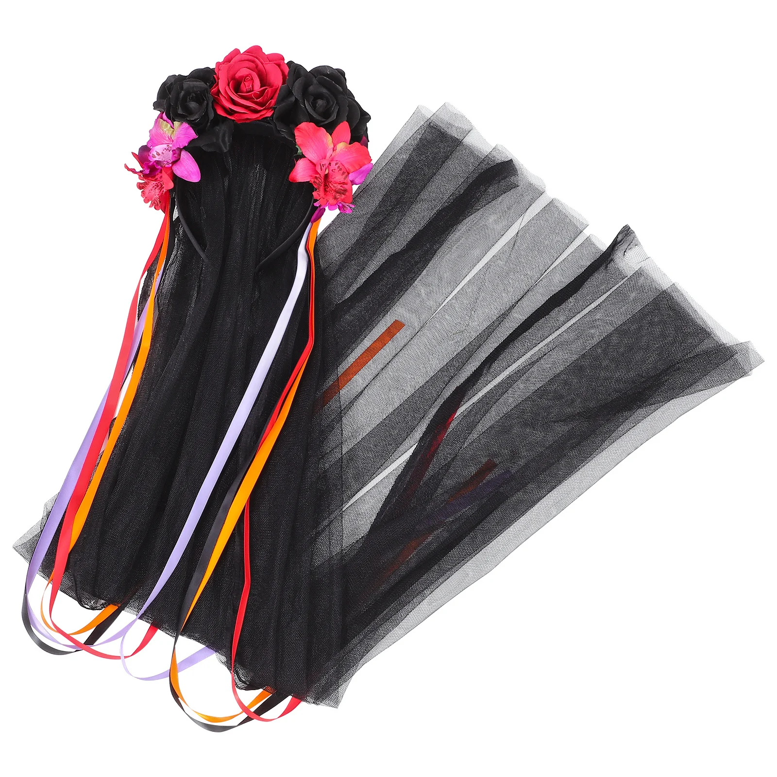 

Повязка для волос на Хэллоуин с черными и красными цветами, ободок с розами для костюмированной вечеринки, косплея, выступлений, аксессуар для волос