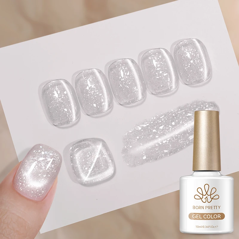 

BORN PRETTY 10 мл Белый снежный вельветовый магнитный гель-лак с розовым блестящим глиттером для ногтей, УФ/LED, снимаемый лак для маникюра