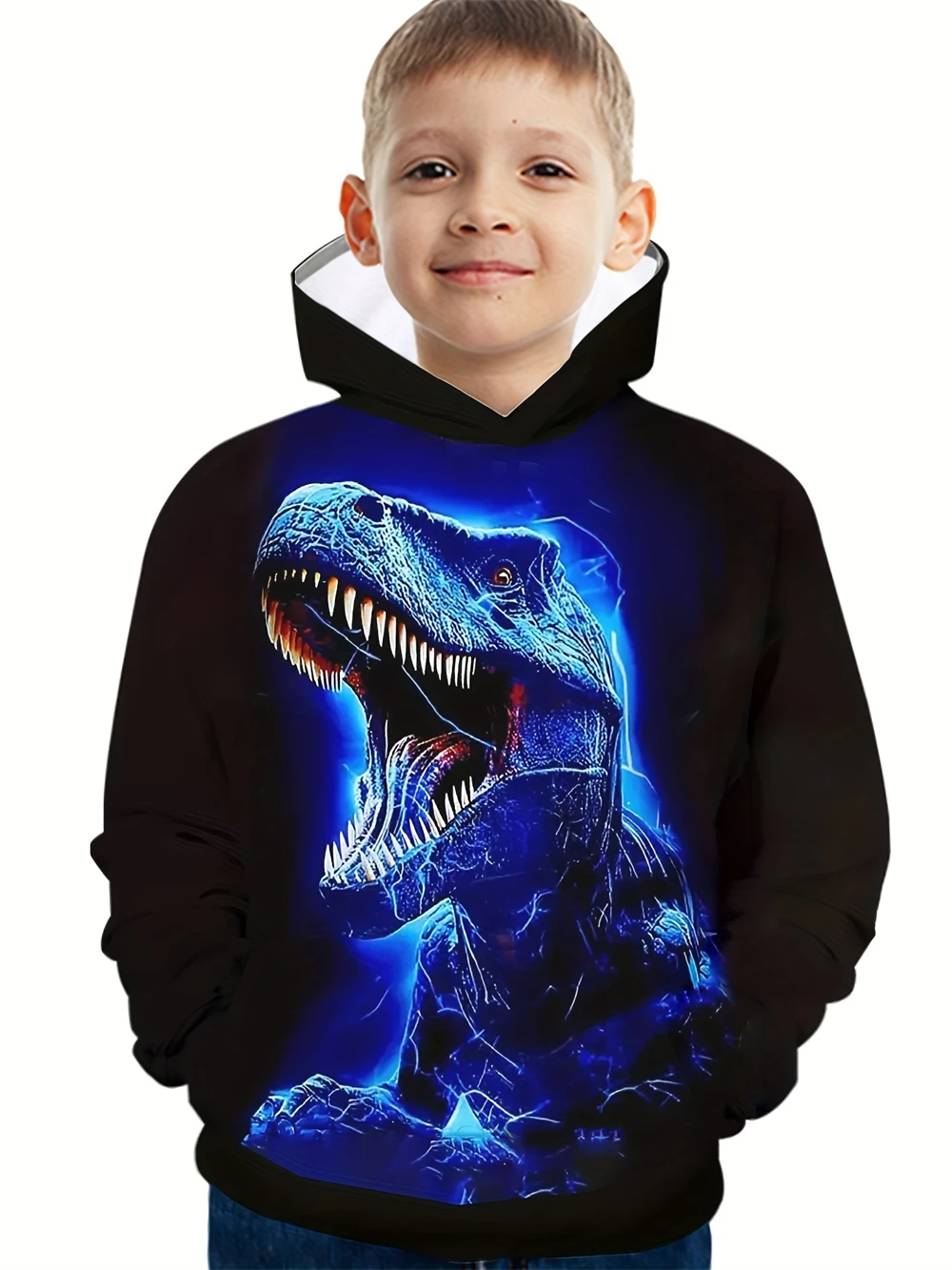 Fashion Dinosaur Roaring 3D Printed Hoodie Boys Clothing Cool Kids Long Sleeve Tops Street Hoodies Sweatshirts Kids Clothing