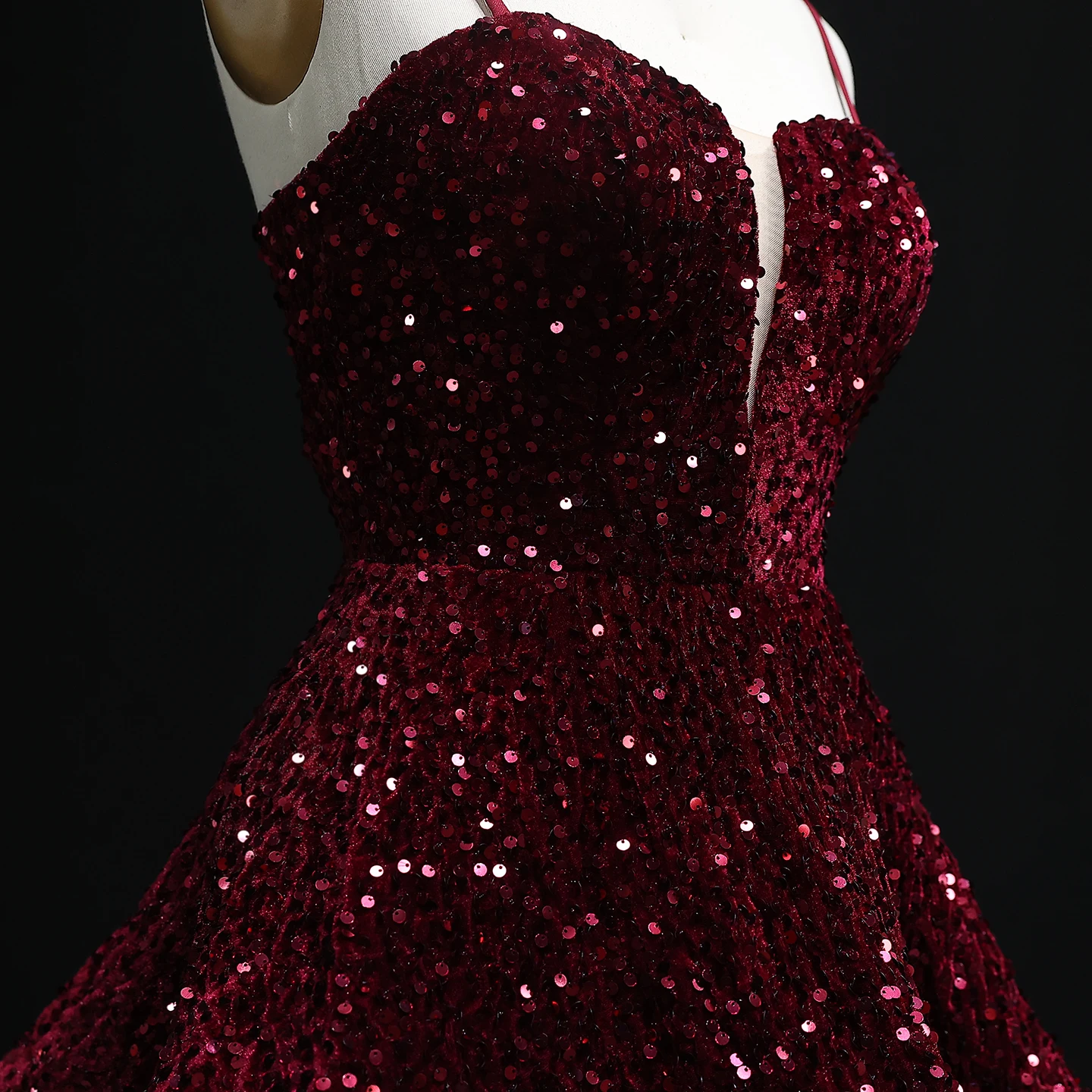 Sharon Said Elegant Wine Red Sequin Prom Dress with Lace-up Short 2025 Evening Party Gowns SH257 Customized