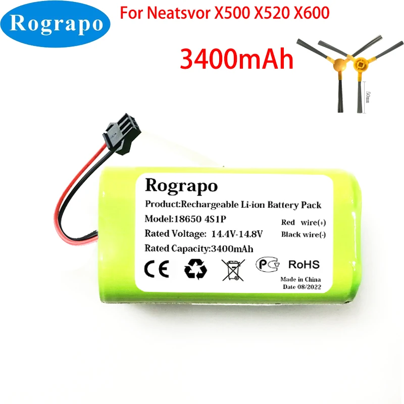 

New 3400mAh Li-ion Robot Battery For Neatsvor X500 X520 X600 Robotic Vacuum Cleaner Parts