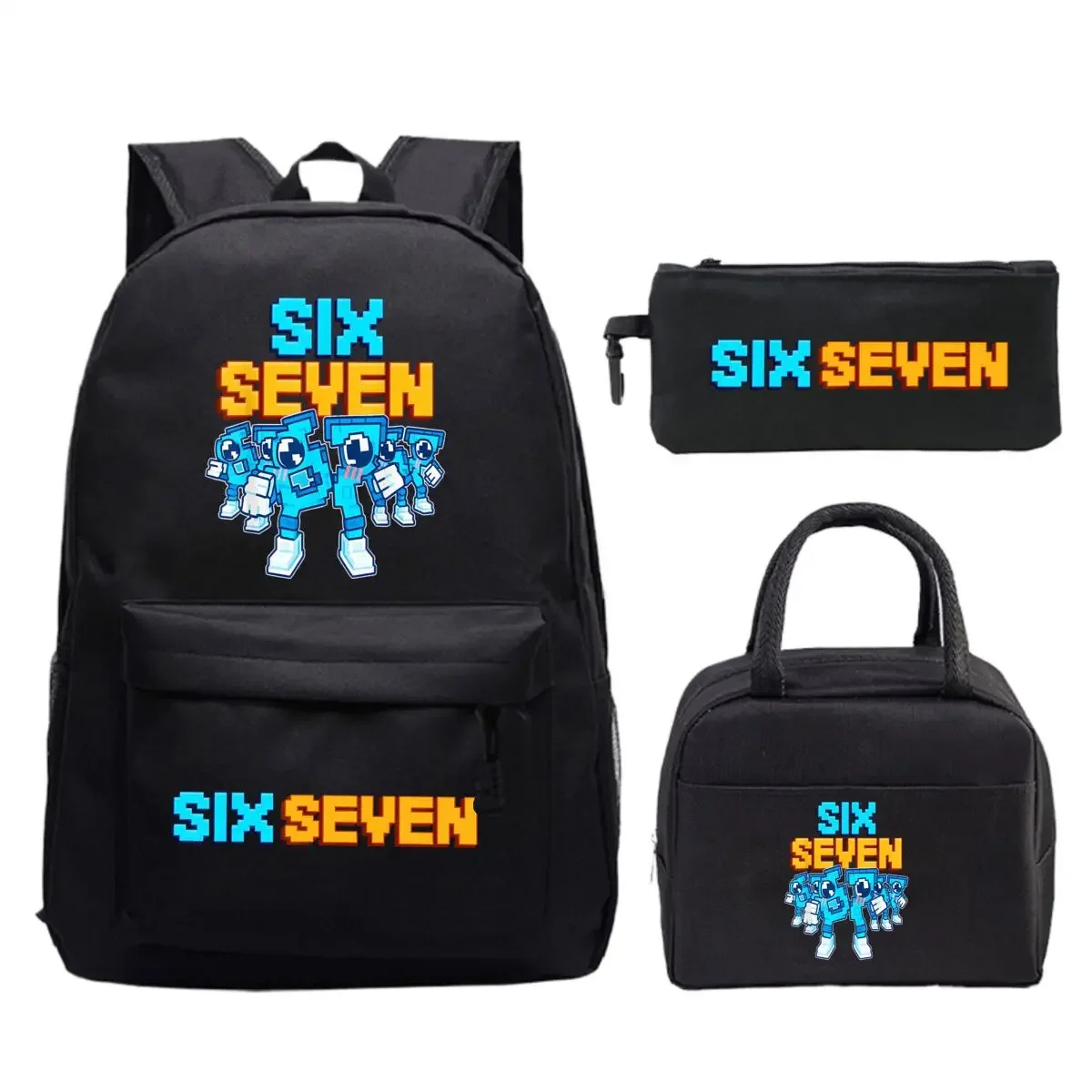 Steal A Brainrot 67 Six Seven Backpack 3pecs/set Funny 67 Number Design School Bags Set With Lunch Bag Pencil Case for boys girl