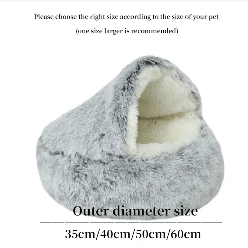 Plush Pet Cat Bed Round Cushion House 2 in 1 Warm Cat Basket Pet Sleep Bag Cat Nest Kennel for Small Dog Bed