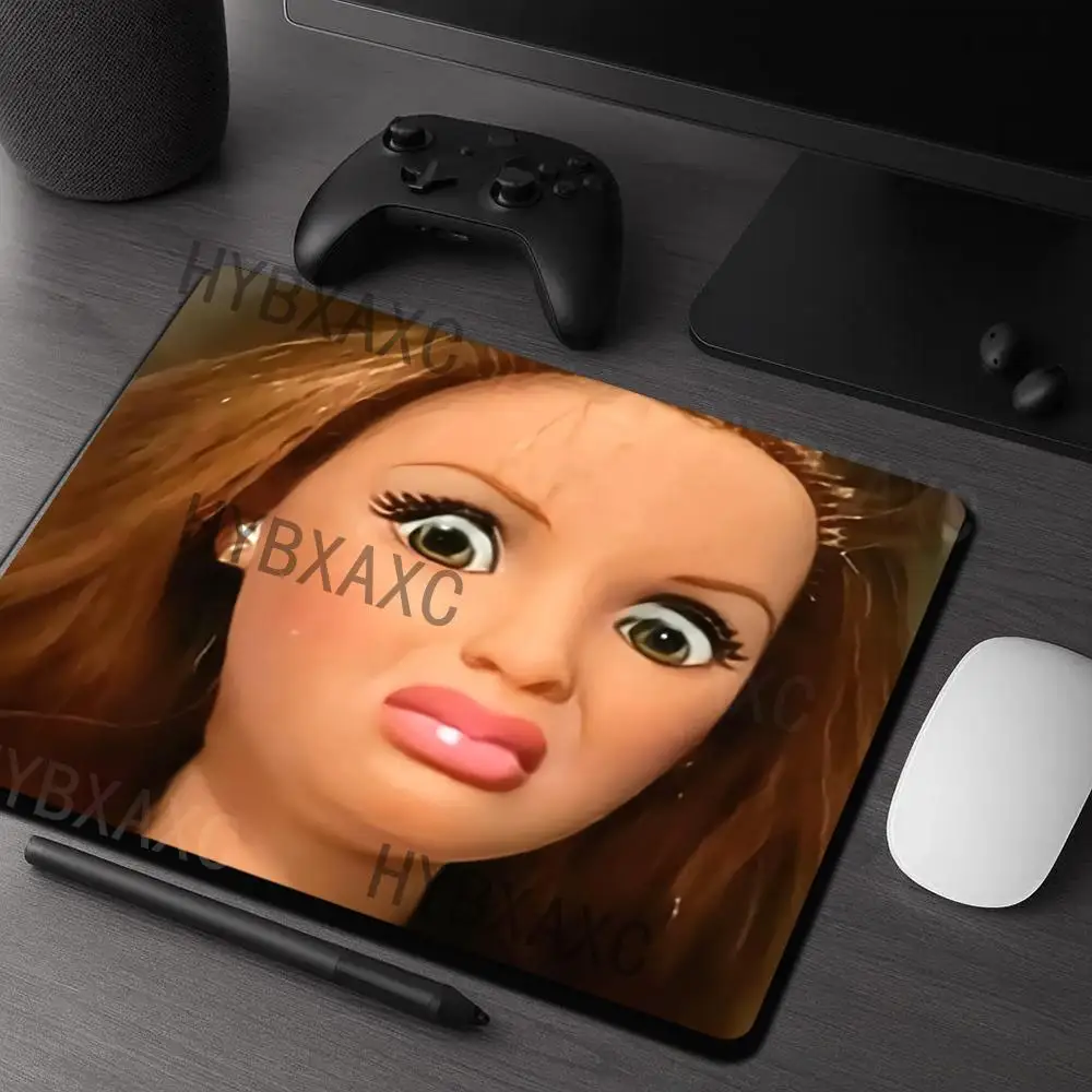 

HYBXAXC Funny Doll Face Small Mouse Pad Thickened Desk Pad Desktop Computer Keyboard Wireless Mouse Boy Girl Gift for CS DOTA
