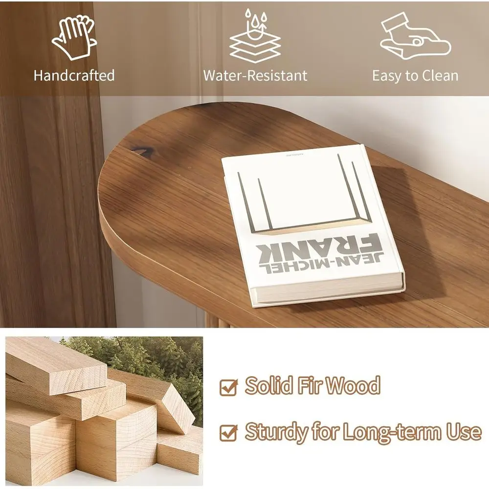 طاولة مدخل حديثة من الخشب الصلب - 39.2 مستديرة، مثالية لخلف الأريكة أو المدخل #6