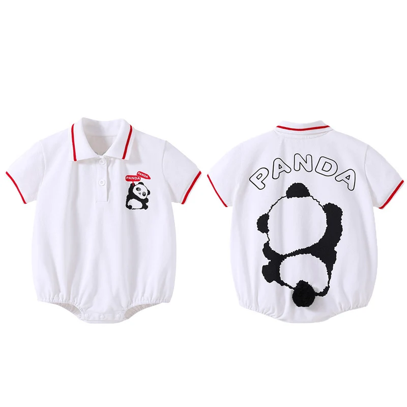 New Summer Newborn Baby Clothes Girls Boys Bodysuit Kawaii Panda Baby Romper Cartoon Onesie Toddler Infant  Polo Clothing