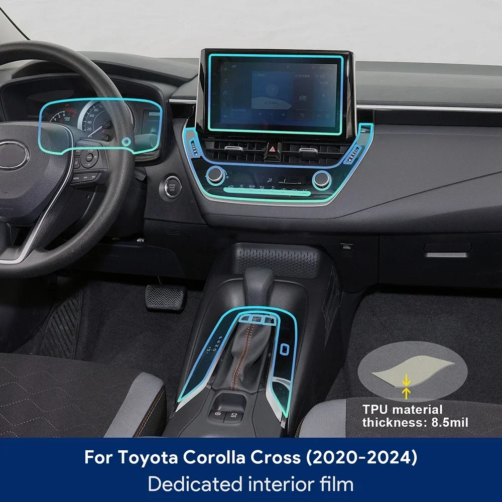 Wewnętrzna folia TPU do Toyota Corolla Cross 2020 2021 2022 2023 2024 Naklejka ochronna na samochód 10,5 cala Ekran nawigacji Anti-scratch