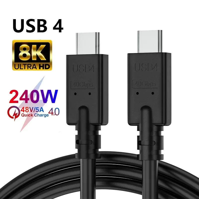 

PD240W USB4 Type C Cable 40Gbps Thunderbolt4 USB C to Type-c Data Cable HD 8K@60Hz USB-C Cord For iPhone 15 Macbook Pro