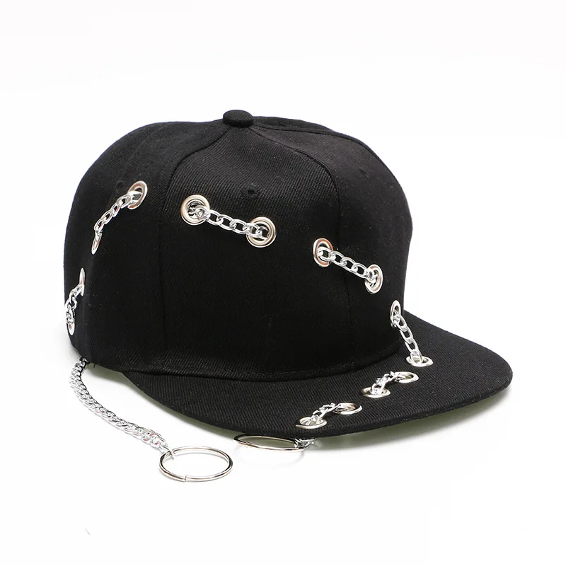 Punk Personality Women\'s hip hop baseball caps British Strings Rings Long belt letter snapbacks hat Dance caps