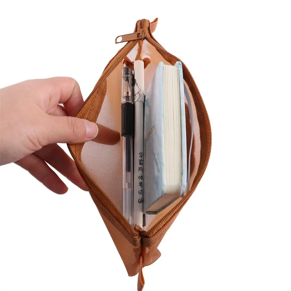 

Cute Stationery School Supplies Large Capacity Storage Bags Mesh Pencil Case Bear Pencil Bags Kawaii Pencil Bag