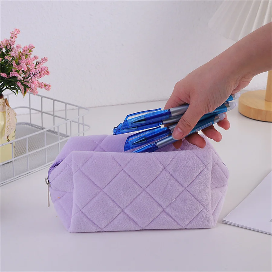 Kawaii Plush Travel Cosmetic Lipstick Brush Storage Bag Toiletry Kit Women Cute Makeup Handbags Organizer Pouch Pencil Case Bags