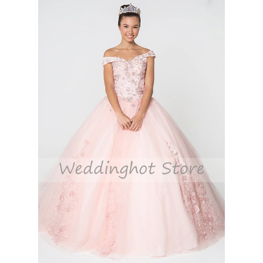 Lilac luksusowe sukienka na Quinceanera suknia Off the Shoulder 2023 suknie na Quinceanera kryształ aplikacja z koronki słodkie 15, 16 suknie długie