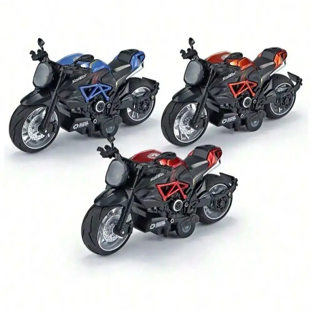 Motorradspielzeug aus Druckgusslegierung im Maßstab 1:12 mit echten Motorgon- und LED-Lichteffekten – reibungsbetriebenes, sturzsicheres Aufsitz-T – Detail 1