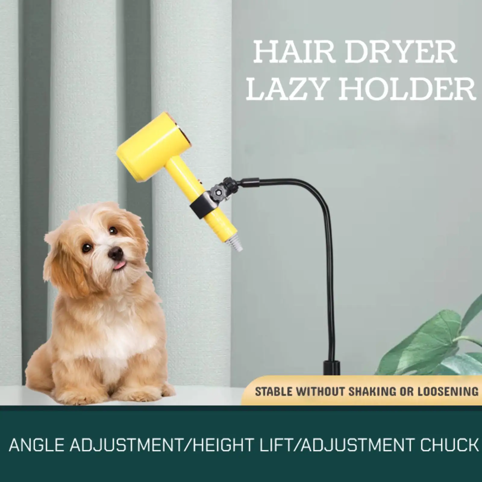 Pet Hair Dryer Stand 360 Degrees Rotatable Three Jaw Bracket Dryer Holder Hands Free Grooming Table Hose Rack Mount