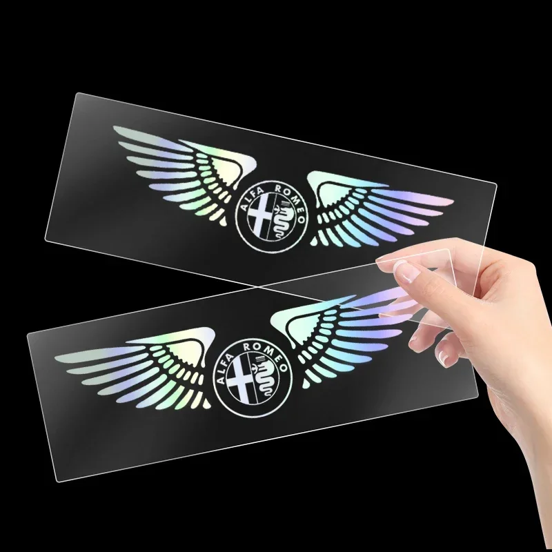 Colorful Reflective Laser Angel Car Window Rear Trunk Rearview Mirror Sticker for Alfa Romeo Giulia Stelvio Giulietta 156 159