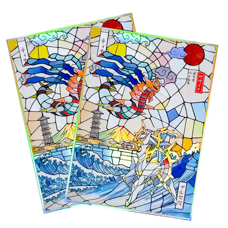 50 sztuk/zestaw Ochraniacze na karty Flash z motywem kreskówkowym Arceus PTCG Anime Kolekcja Kart Ochronne Etui na Karty Prezent Zabawka 66*91mm