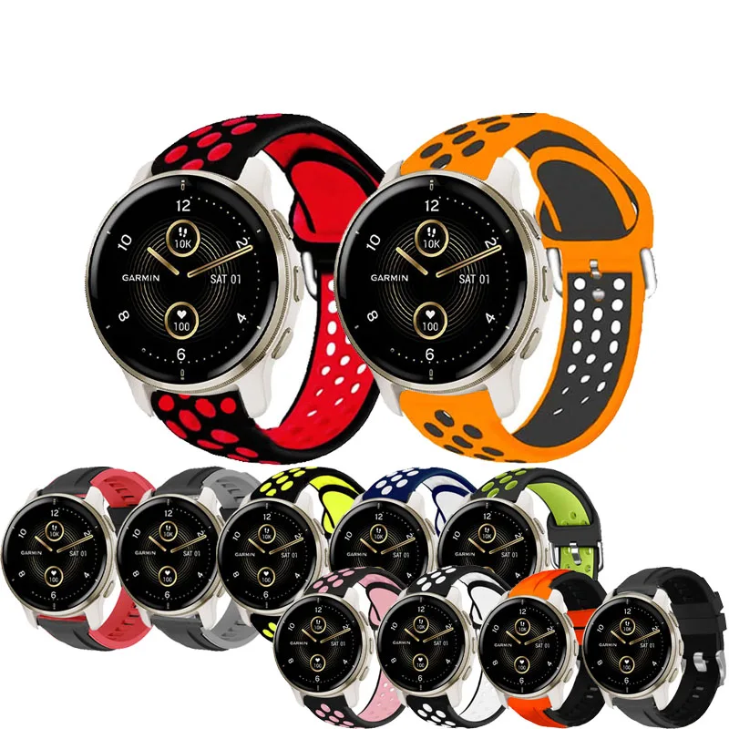 Para garmin venu 2 plus 2 mais pulseira de silicone pulseira de pulso para garmin vivoactive 4 3t/forerunner 245m/vivove pulseira esportiva