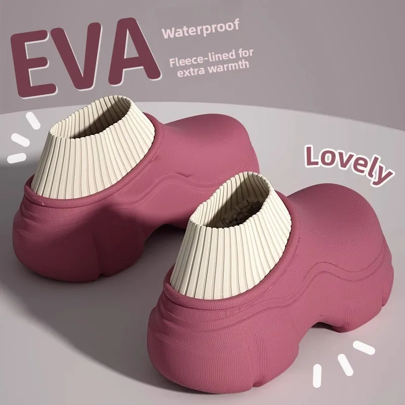 

Women's Winter Sports Outdoor Waterproof, Anti Slip Plush Fashionable Barefoot Shoes Sandals Bag Heel Cotton Slippers Snow Boots