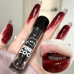 Esmalte de labios con espejo rojo oscuro y marrón, taza antiadherente hidratante con luz de agua, lápiz labial líquido rojo altamente pigmentado, maquillaje cosmético