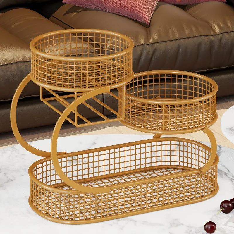 Fruit basket, living room, coffee table, household multi-layer fruit plate rack, light luxury, high-end desktop snack storage