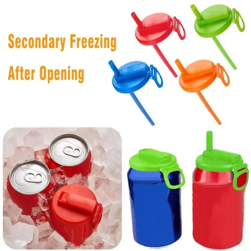 Soda Can Lids with Straws Reusable Soda Can Covers Leakproof Dustproof Beer Can Toppers for Canned Beverage Beer Juice Seltzer