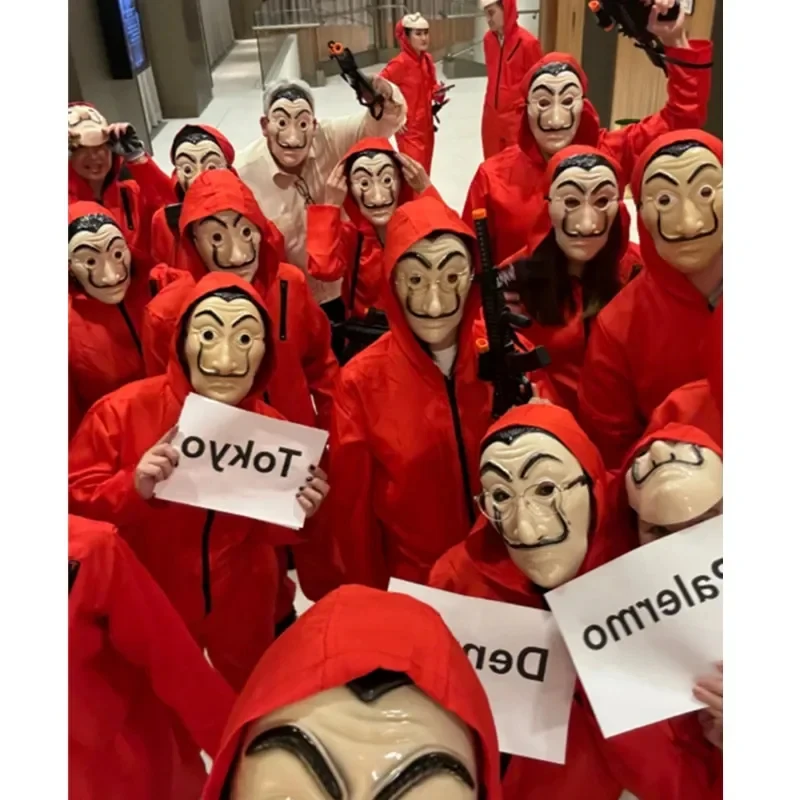♫ 2026 ❤ Disfraz de Halloween de Casa de Papel para Niños y Adultos, RobMpCosplay, Fiesta de Carnaval de Anime, Disfraces Rojos con ♫