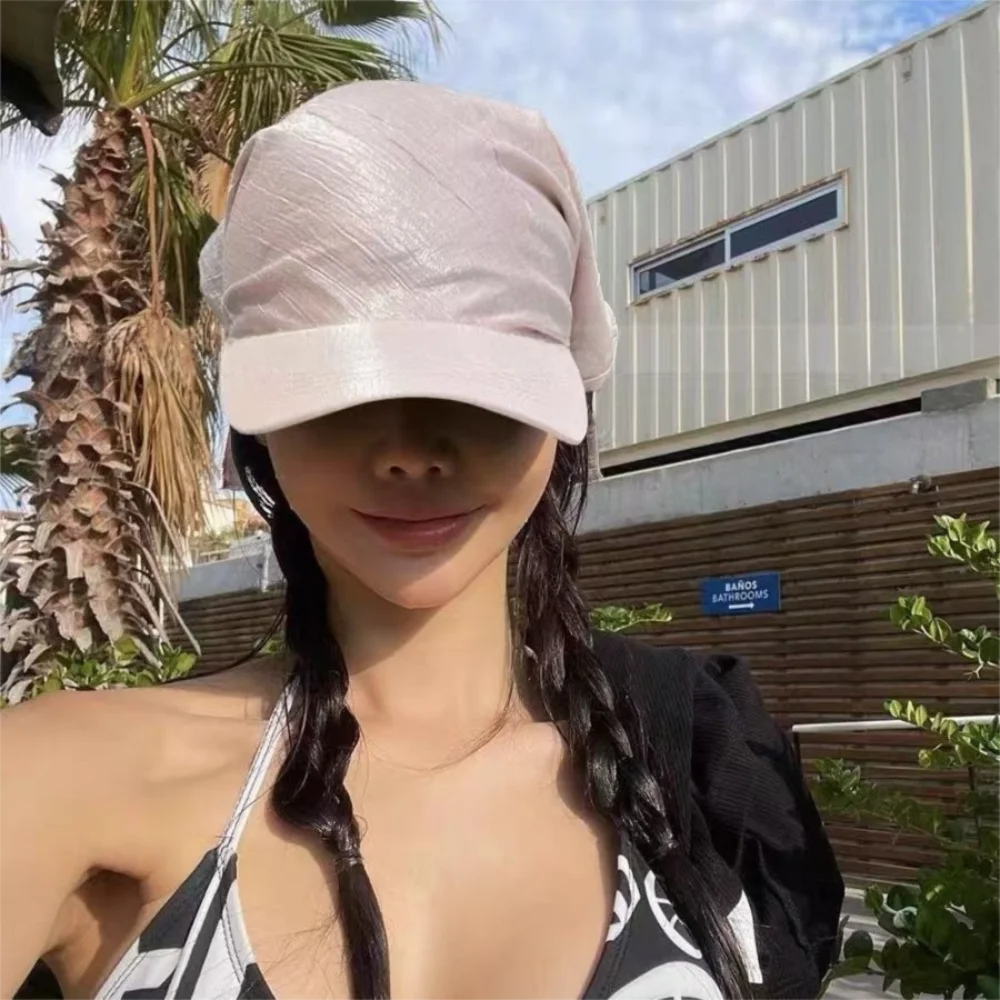 

Versatile Satin Headscarf Baseball Cap Hip Hop Y2K Sunscreen Beach Hat Sun Cap Korean Style Peaked Cap Travel