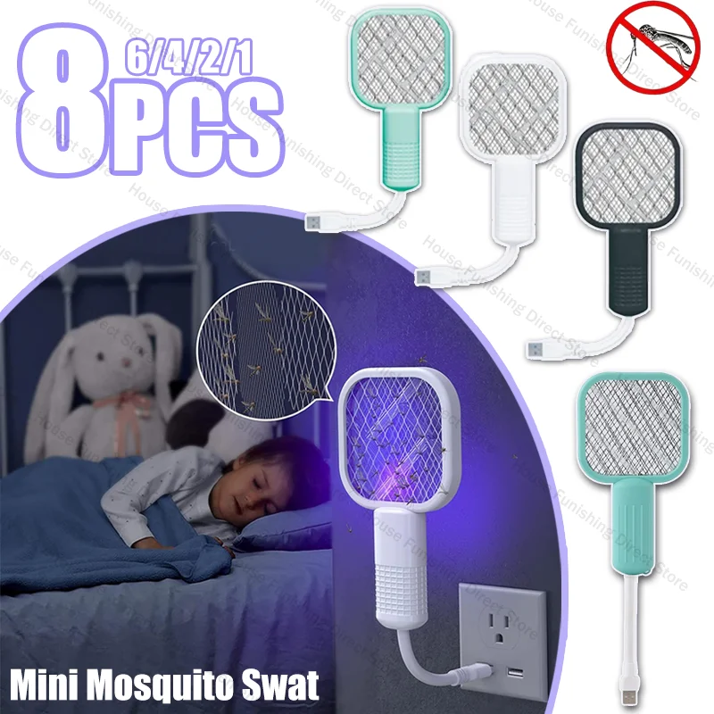 แบบพกพา USB ชาร์จ 2 in 1 ไฟฟ้ายุง Killer Fly Swatter Bug Zapper UV Light TRAP สําหรับในร่มกลางแจ้งบ้านห้องนอน