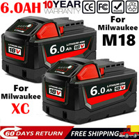 18V 6.0Ah Replacement for Milwaukee M18 XC Lithium Battery 48-11-1860 48-11-1850 48-11-1840 48-11-1820 Rechargeable Batteries