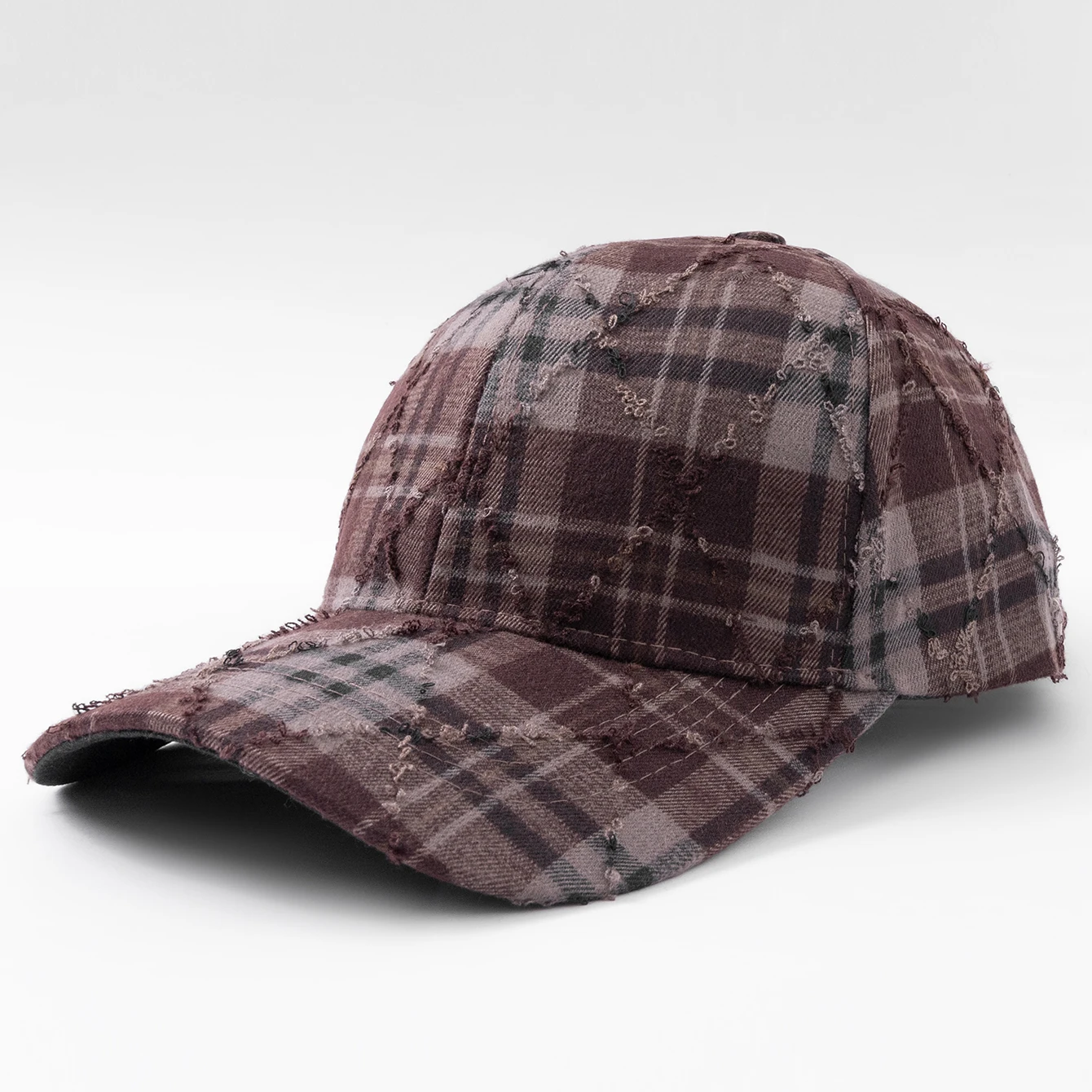 Diamond-shaped fringed multi-color checked baseball cap, retro street style, suitable for daily outings, outdoor travels