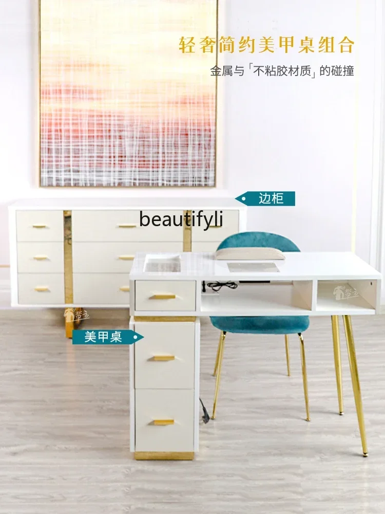 

Yh29 Affordable Luxury Fashion Nail Table and Chair Suit Nail Salon Single Double Nail Table with Vacuum Cleaner