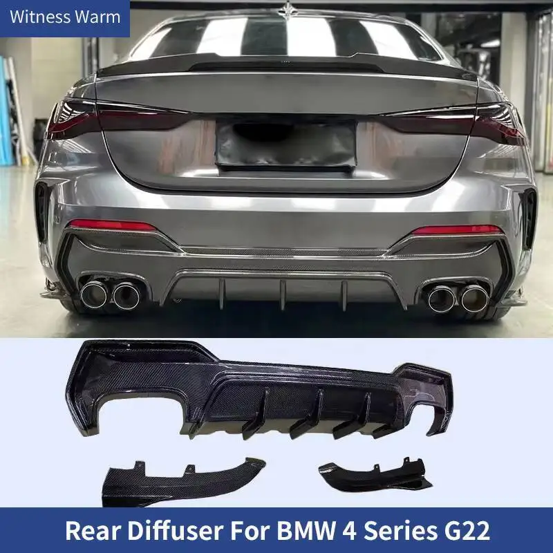 Diffuseur de pare-chocs arrière de voiture en fibre de carbone, Jules Spomicrophone pour BMW G22, G23, Safe40i, Mtech 4 Series, 2020, 2021, 3 pièces