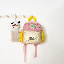 Customized Embroidered Cute Children's Backpack Summer Outing Travel Kindergarten Boys and Girls Color Collision Bag