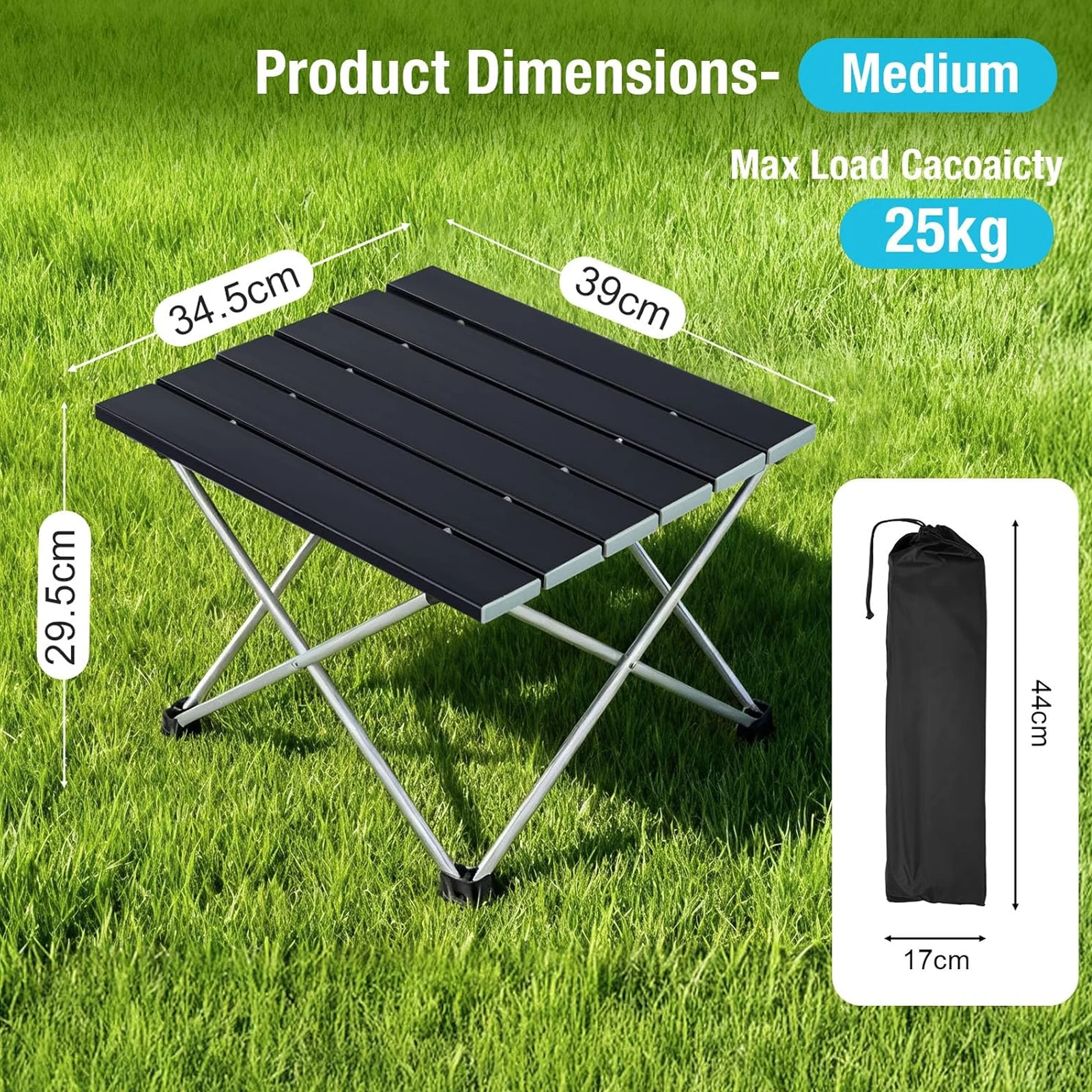 Table de camping pliante portable, petite table de pique-nique en aluminium avec sac de transport, pieds en caoutchouc antidérapants, table à tréteaux pliable pour pique-nique, cuisine, plage, randonnée, pêche
