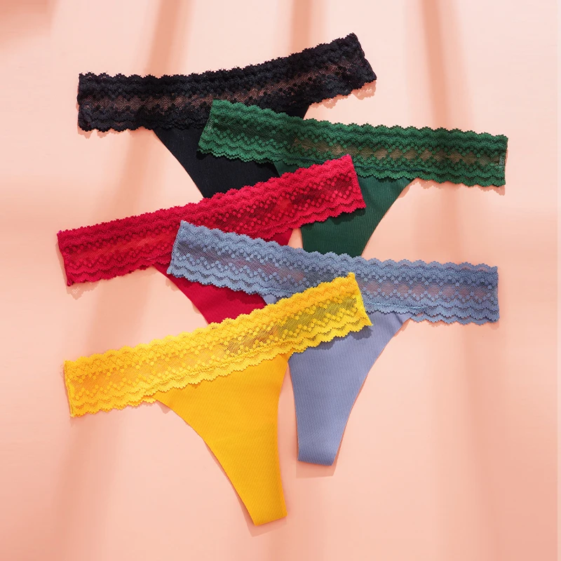 Ice Silk Girls G String Sexy Höschen Damen Slips Tanga Nahtlose Spitzenunterwäsche Yoga Damen Dünne Unterwäsche mit niedriger Taille Größe S-XL