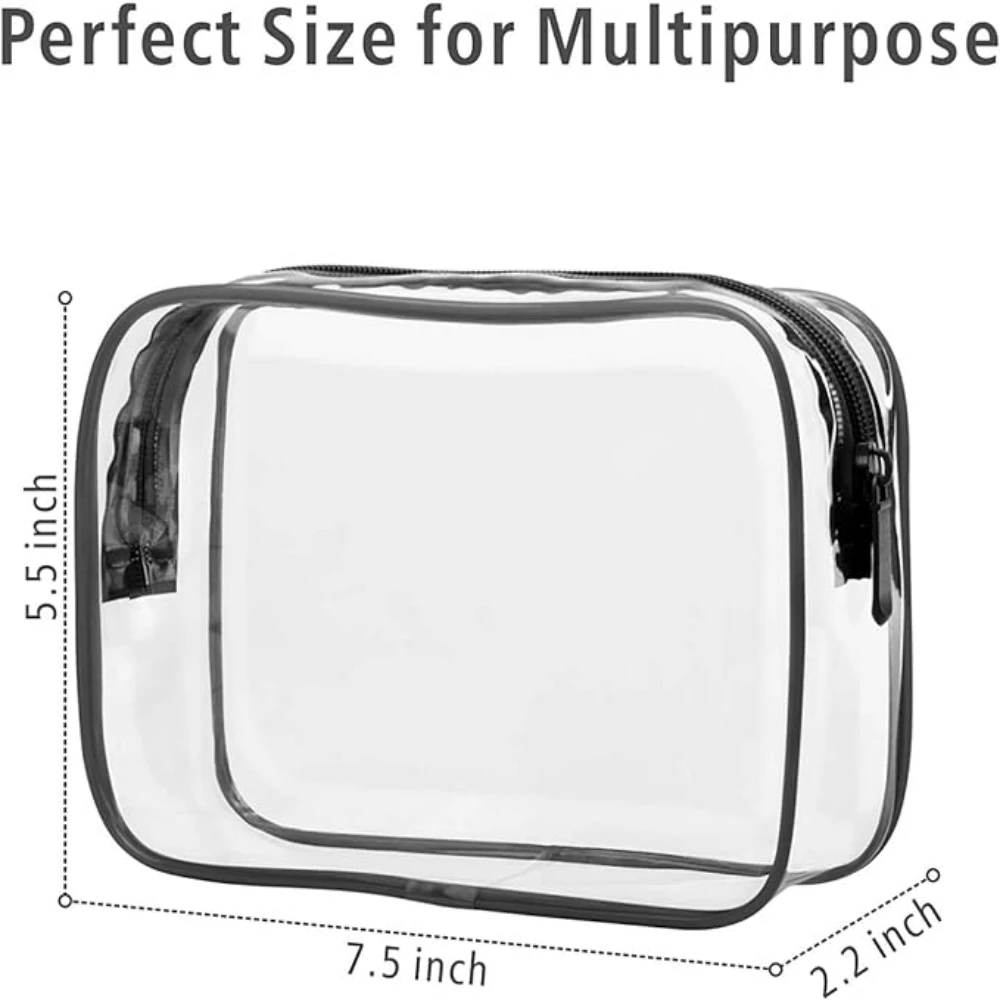 

2-pcs TSA Approved Toiletry Bag - Clear Makeup Bag Waterproof Quart Size Bag, Travel Makeup Cosmetic Bag for Women