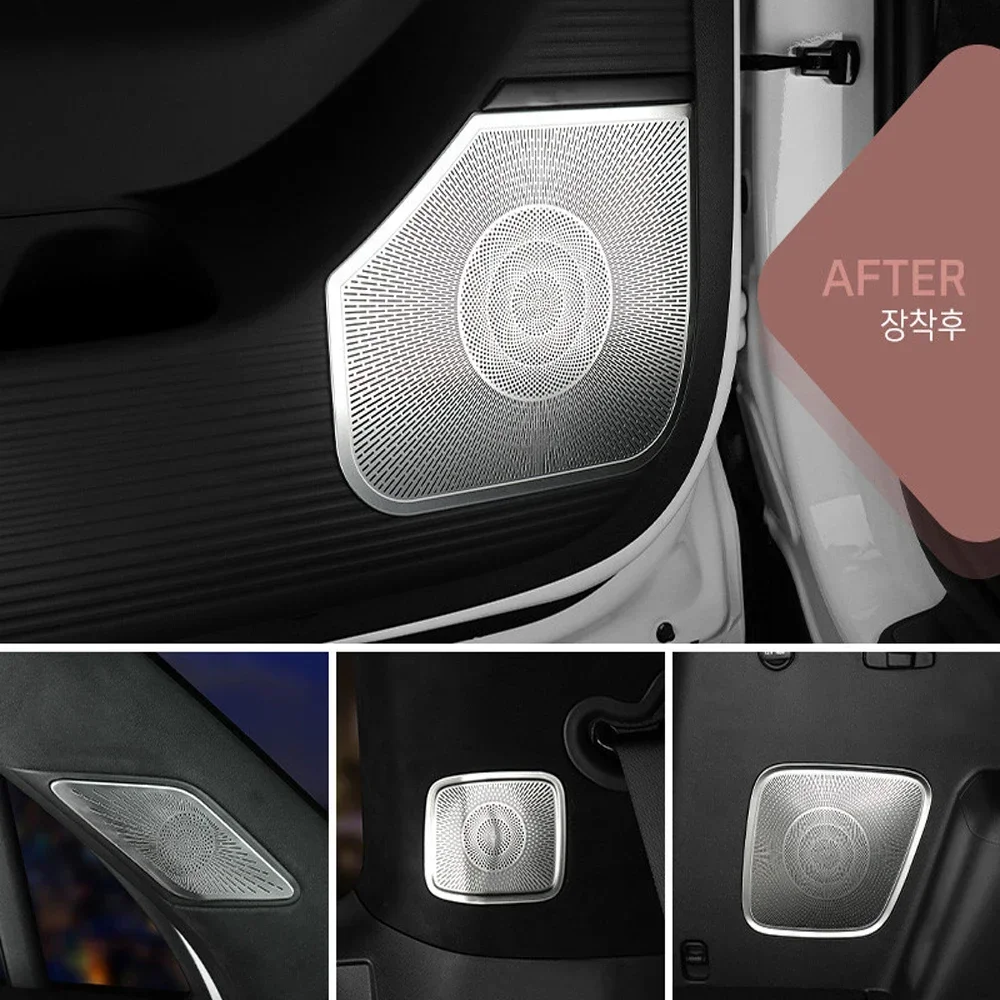 Silver Interior Door A-pillar Tweeter Woofer Speaker Rear Trunk Third Row Horn Trim Cover For Hyundai Santa Fe 2024 LHD