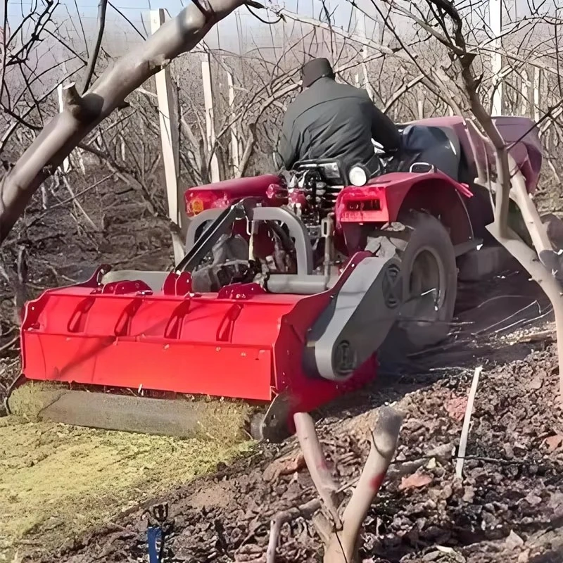 Tractor-Mounted Brush Chipper for Pruned Branches in Farms and Orchards Are Crushed and Returned to the Field