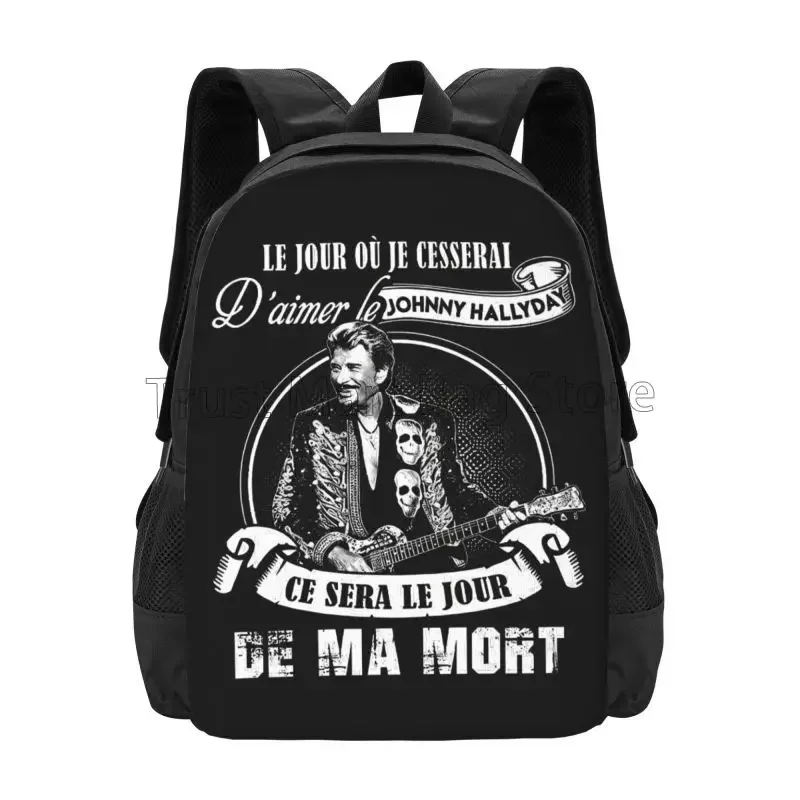 Custom Johnny Hallyday Print Travel Backpack Unisex Casual Shoulder Bags Waterproof School Bookbag College Student Daypack