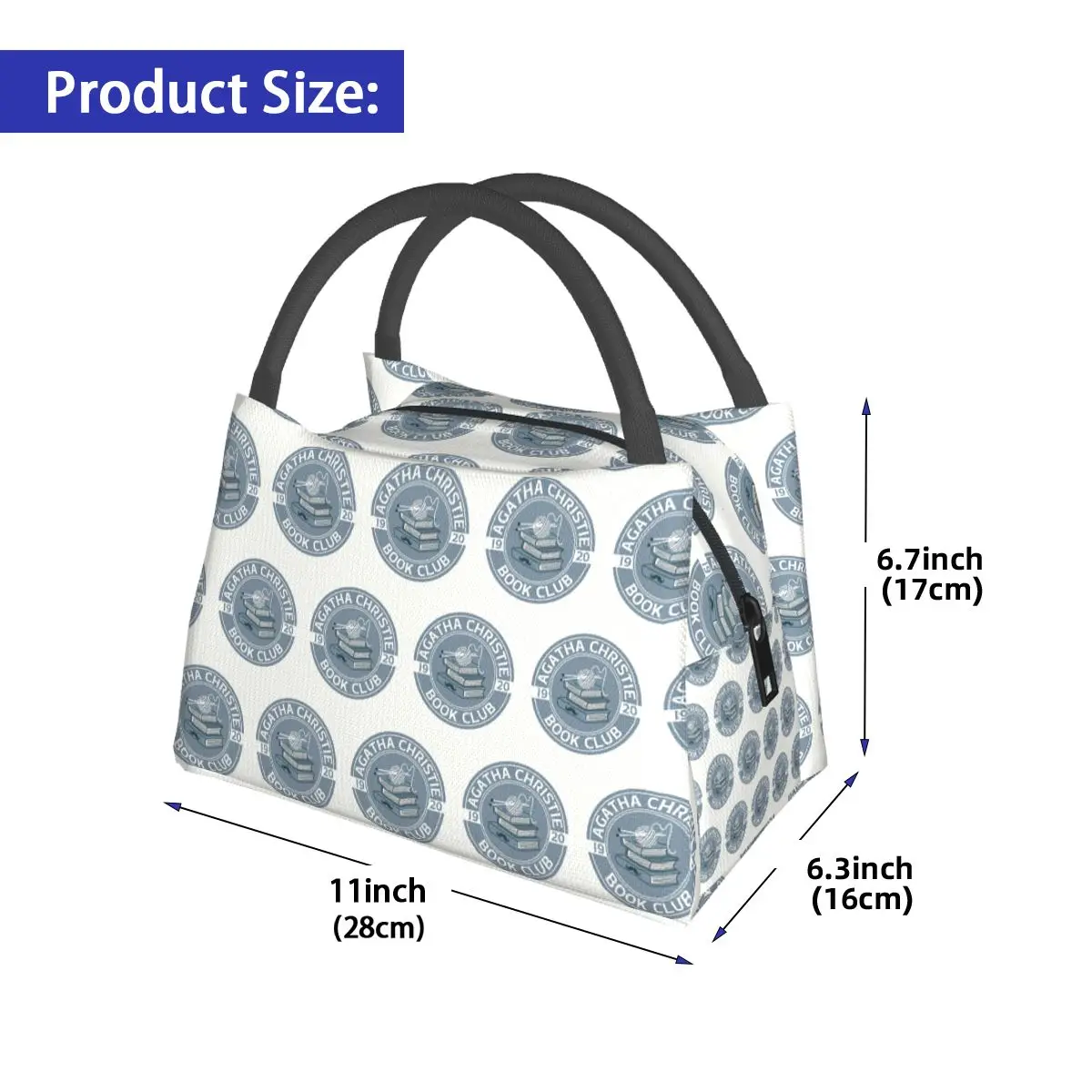 Agatha Christie Book Club Insulated Lunch Bag for Women Kids Portable Food Boxes Thermal Lunch Box Tote
